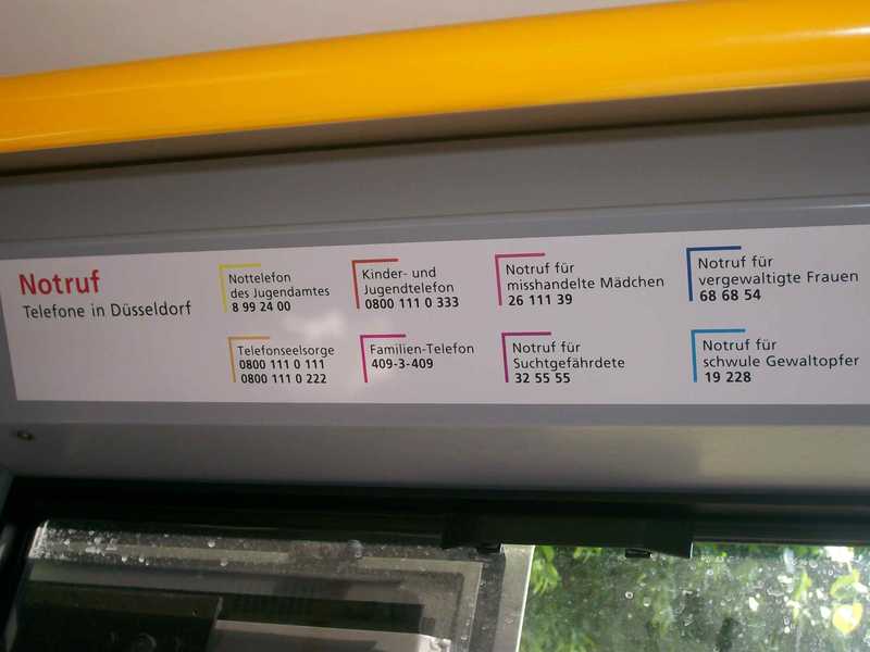 S-Bahn, phone numbers, among them 